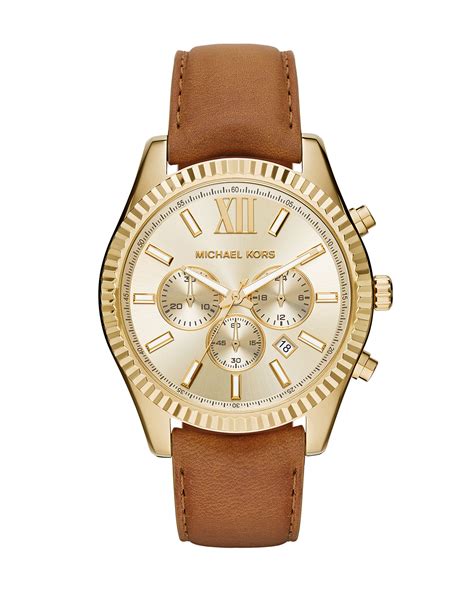 michael kors watches leather strap ladies|Michael Kors leather watch women.